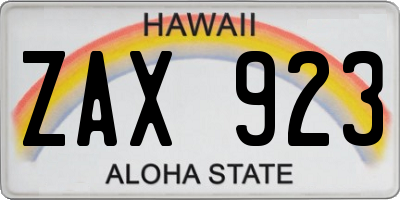 HI license plate ZAX923