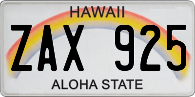 HI license plate ZAX925