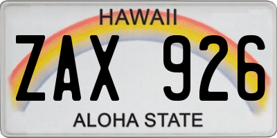 HI license plate ZAX926