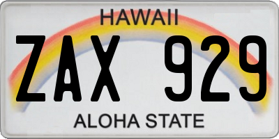 HI license plate ZAX929