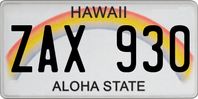 HI license plate ZAX930