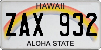 HI license plate ZAX932