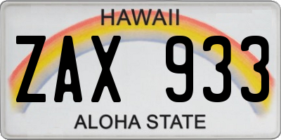 HI license plate ZAX933