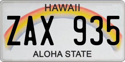 HI license plate ZAX935