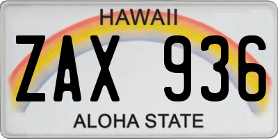 HI license plate ZAX936