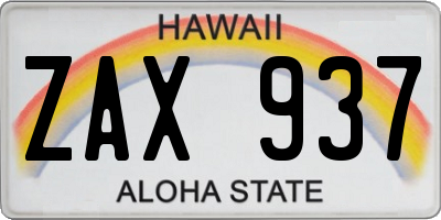 HI license plate ZAX937