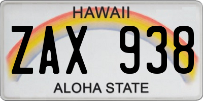 HI license plate ZAX938