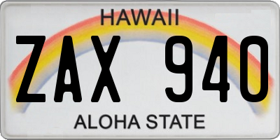 HI license plate ZAX940
