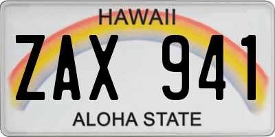 HI license plate ZAX941