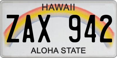 HI license plate ZAX942