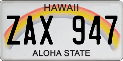 HI license plate ZAX947