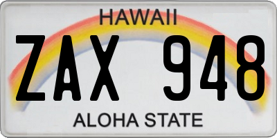 HI license plate ZAX948