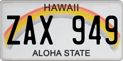 HI license plate ZAX949
