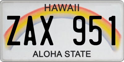 HI license plate ZAX951