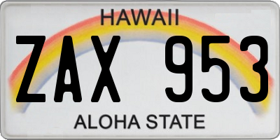 HI license plate ZAX953