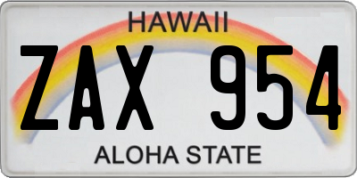 HI license plate ZAX954