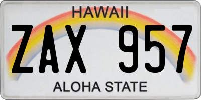 HI license plate ZAX957