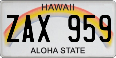 HI license plate ZAX959