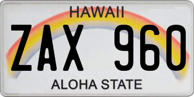 HI license plate ZAX960