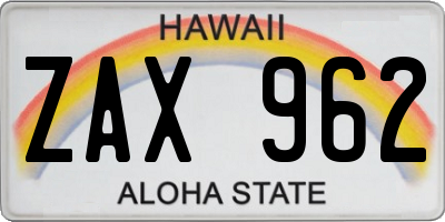 HI license plate ZAX962