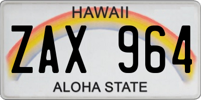 HI license plate ZAX964