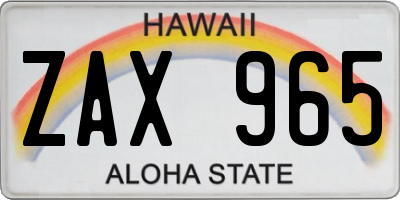 HI license plate ZAX965