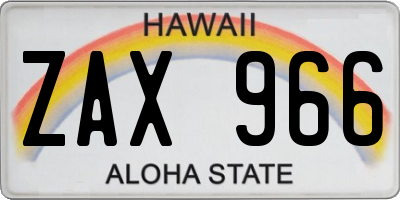 HI license plate ZAX966