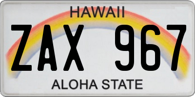 HI license plate ZAX967