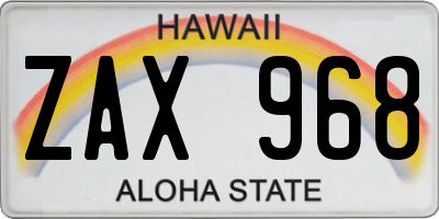 HI license plate ZAX968