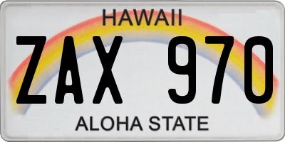 HI license plate ZAX970