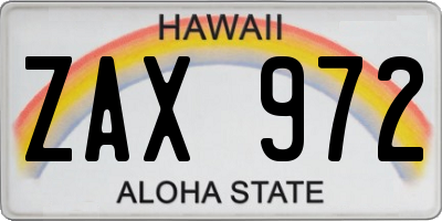HI license plate ZAX972