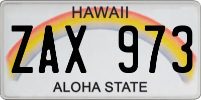 HI license plate ZAX973