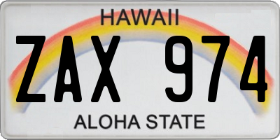 HI license plate ZAX974