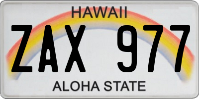 HI license plate ZAX977