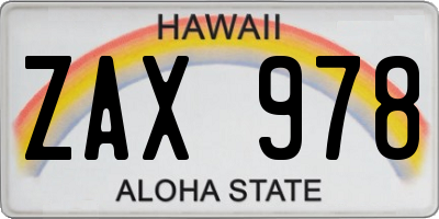 HI license plate ZAX978