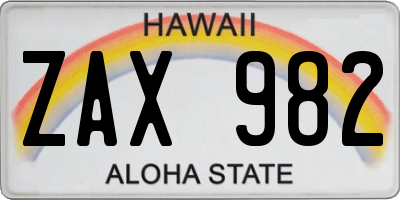 HI license plate ZAX982