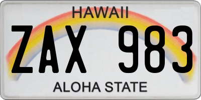 HI license plate ZAX983