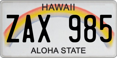 HI license plate ZAX985