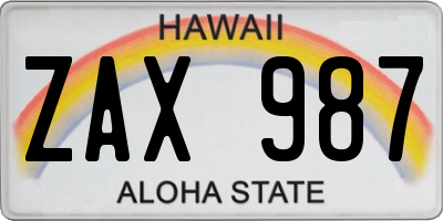 HI license plate ZAX987