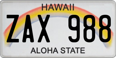 HI license plate ZAX988