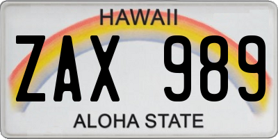 HI license plate ZAX989
