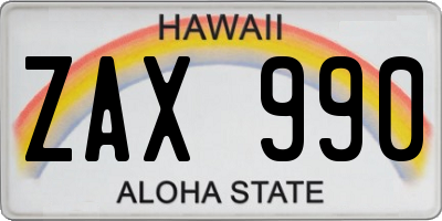 HI license plate ZAX990