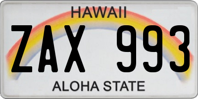 HI license plate ZAX993