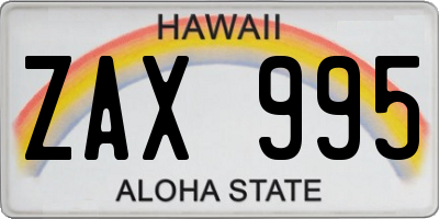 HI license plate ZAX995