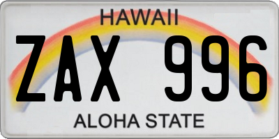 HI license plate ZAX996