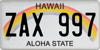 HI license plate ZAX997