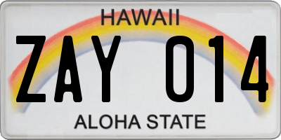 HI license plate ZAY014