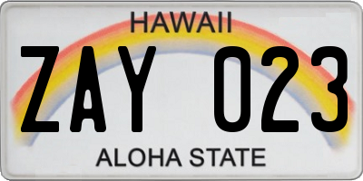 HI license plate ZAY023