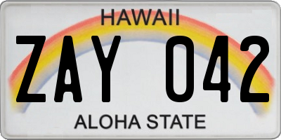 HI license plate ZAY042