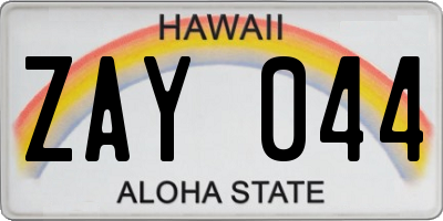 HI license plate ZAY044